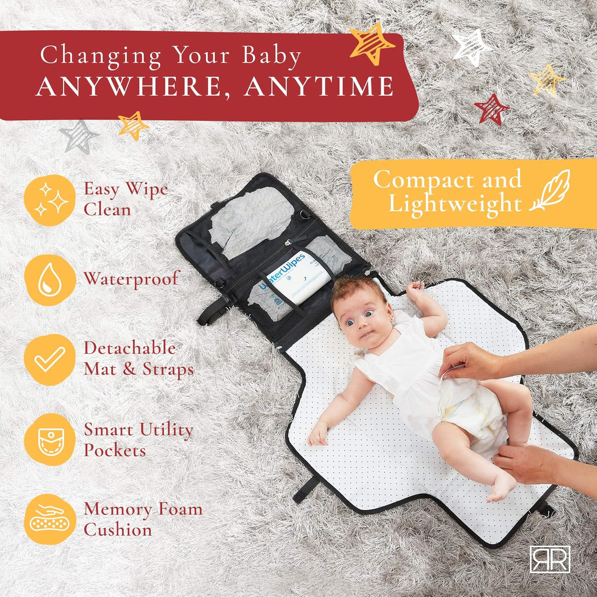 Portable Diaper Changing Pad Waterproof – B0NUS Insulated Baby Bottle Bag, 2-in-1 Diaper Clutch and