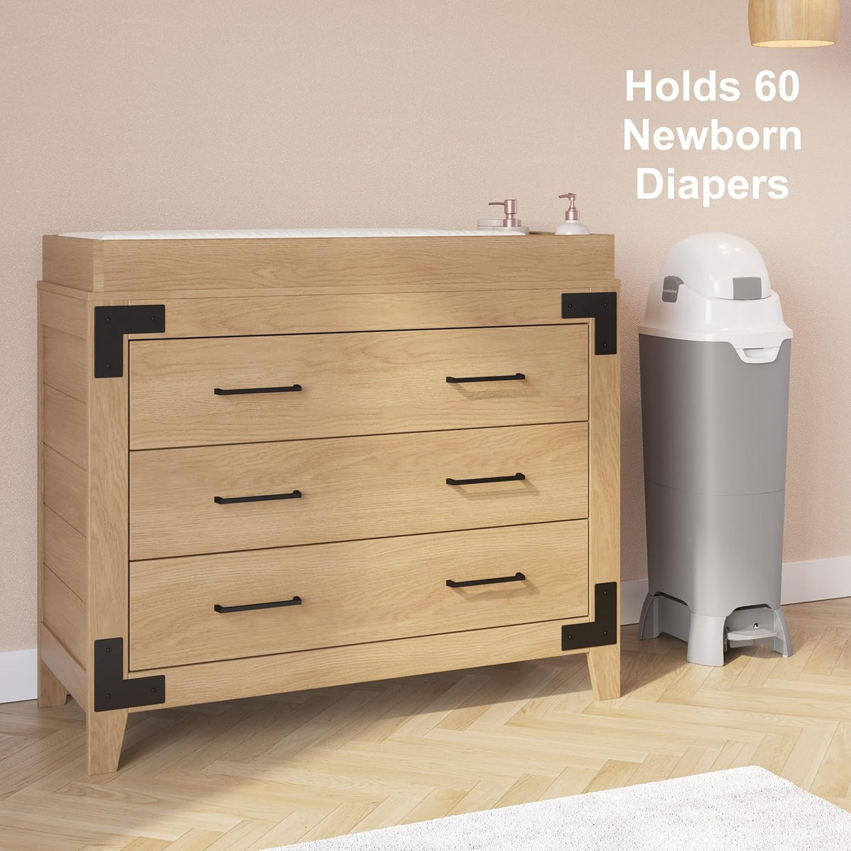 Foundations Hands Free Tall Diaper Pail with Airtight Lid - Durable & Odorless Diaper Disposal