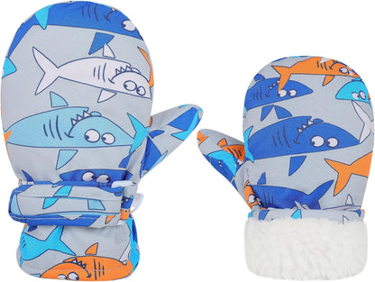 Toddler Gloves Kids Mittens Winter Warm Lined Fleece Gloves Waterproof Snow Baby Mitten for Boys