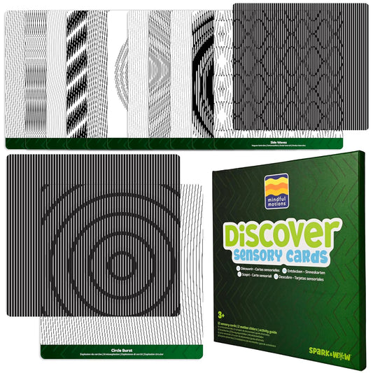 SPARK & WOW Sensory Cards | Discover | 12 Dynamic Patterns | 2 Sliders | Calming Corner Items for