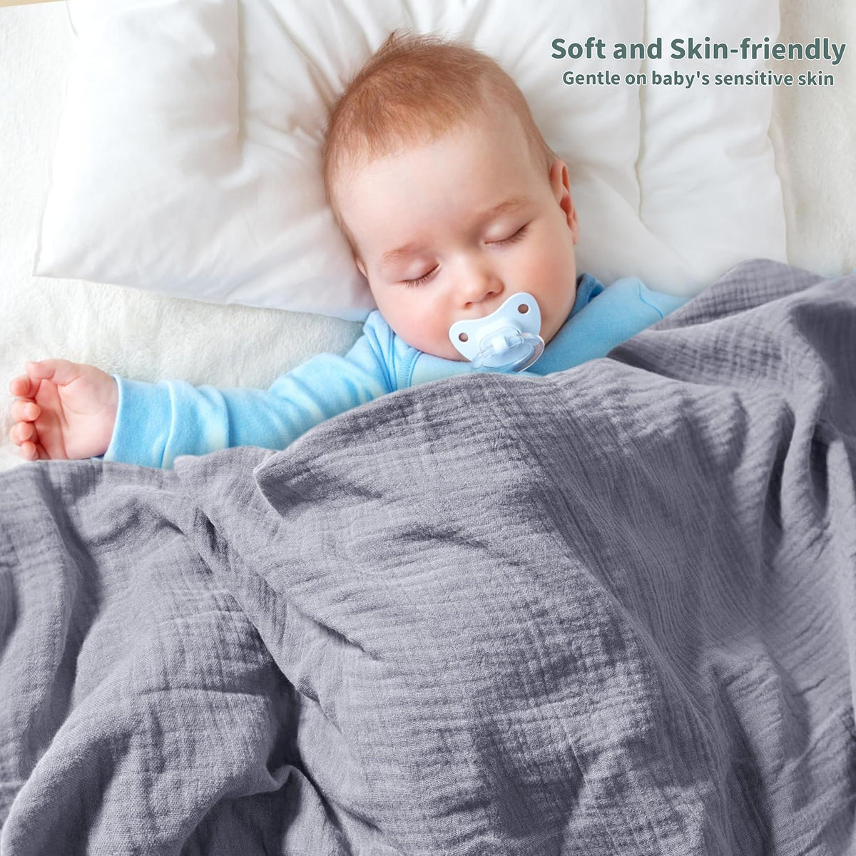 Muslin Swaddle Blankets for Newborn, 2 Pack Breathable Soft Receiving Blanket, Large 41 x 41 inches