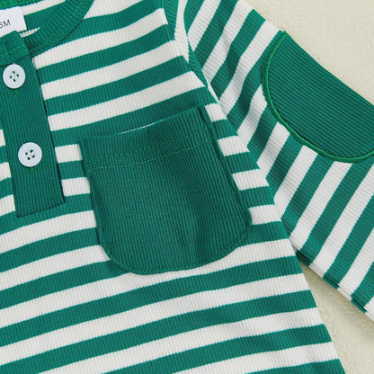 fhutpw Baby Boy Clothes 3 6 12 18 Months Ribbed Knitted Long Sleeve Romper and Pants Sets Newborn