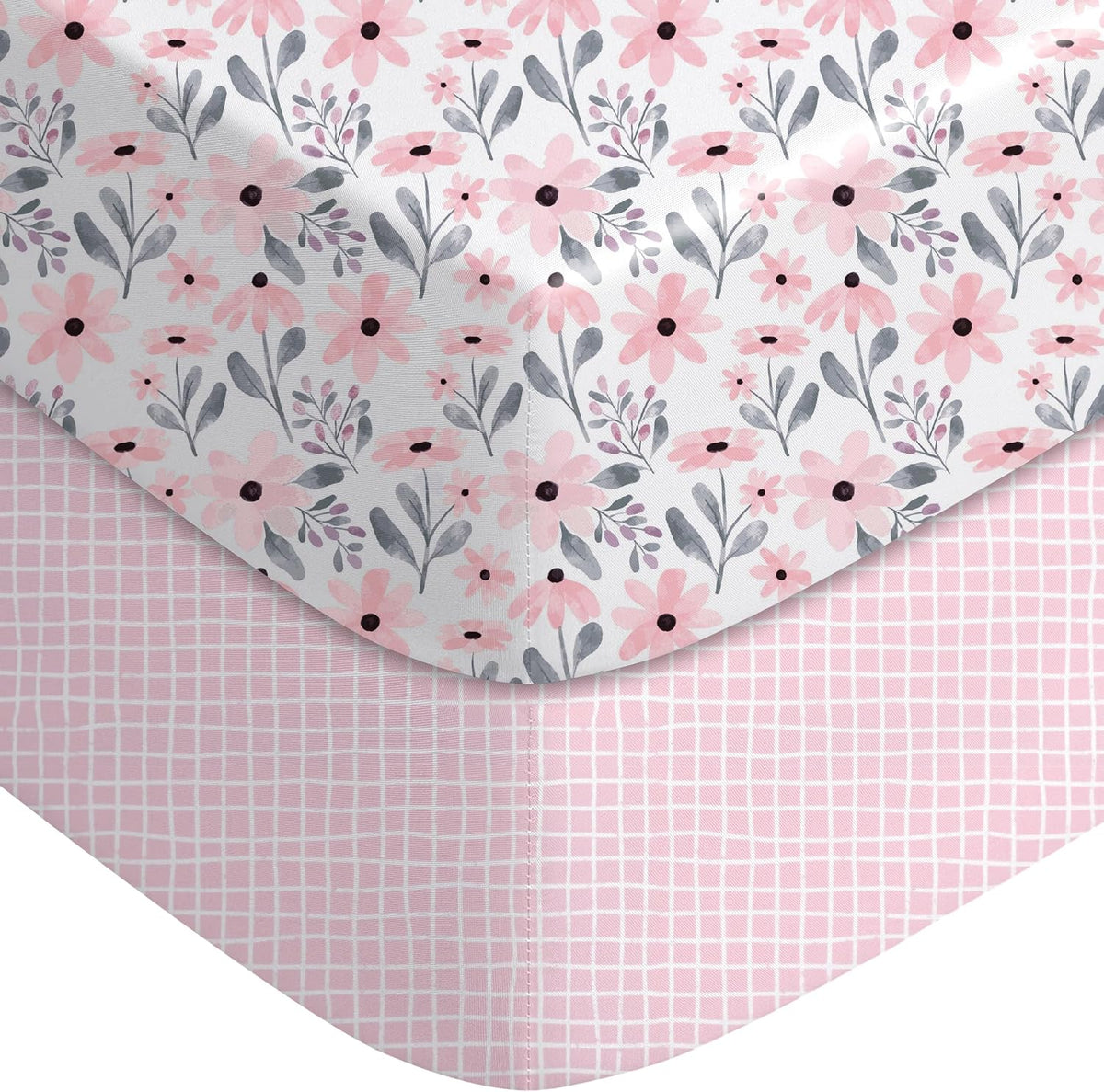 Yoofoss Pack and Play Sheets Girl 2 Pack, 38x26 Mini Crib Sheets Fitted for Baby Compatible with
