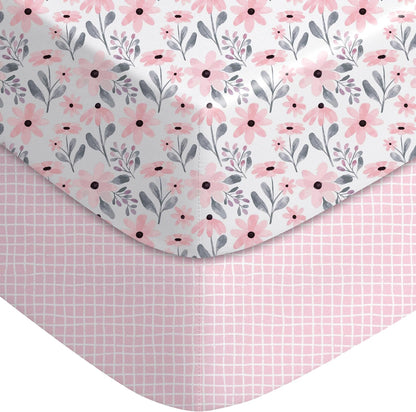 Yoofoss Crib Sheets Girl 2 Pack, 52x28 Fitted Baby Crib Sheet Fits for Standard Crib and Toddler