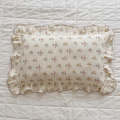 BuLuTu Cotton Muslin Kids Toddler Pillowcase with Cute Azalea Flowers Pattern Super Soft Crib