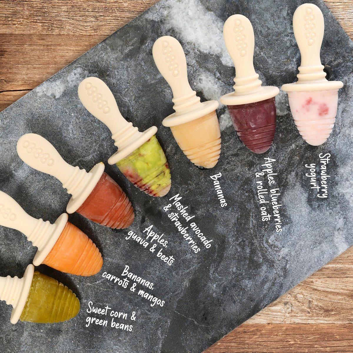 PrimaStella Silicone Petite Pops - Baby Popsicle Mold - BPA Free - Dishwasher Safe - 4 months+ (Oat