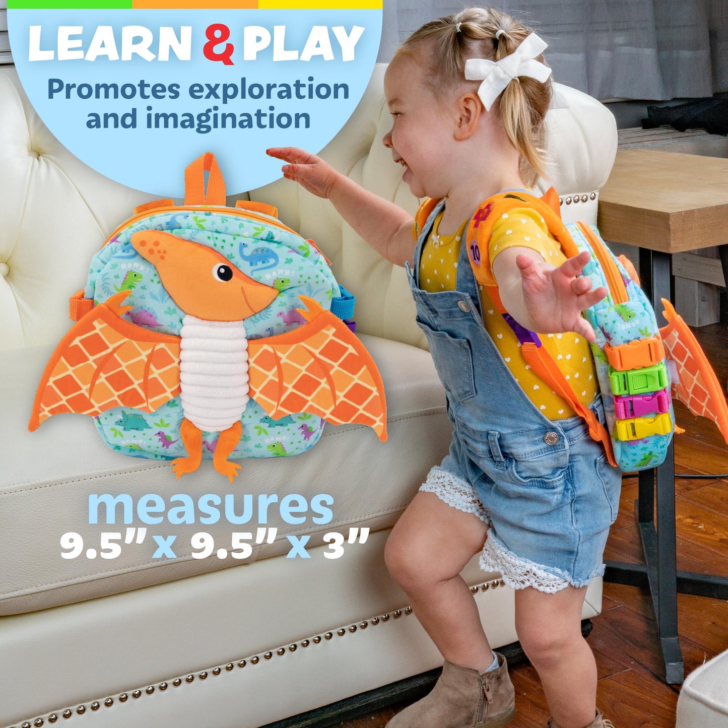 Buckle Toys, Breezy Pterodactyl Dinosaur Backpack, Educational Learning
