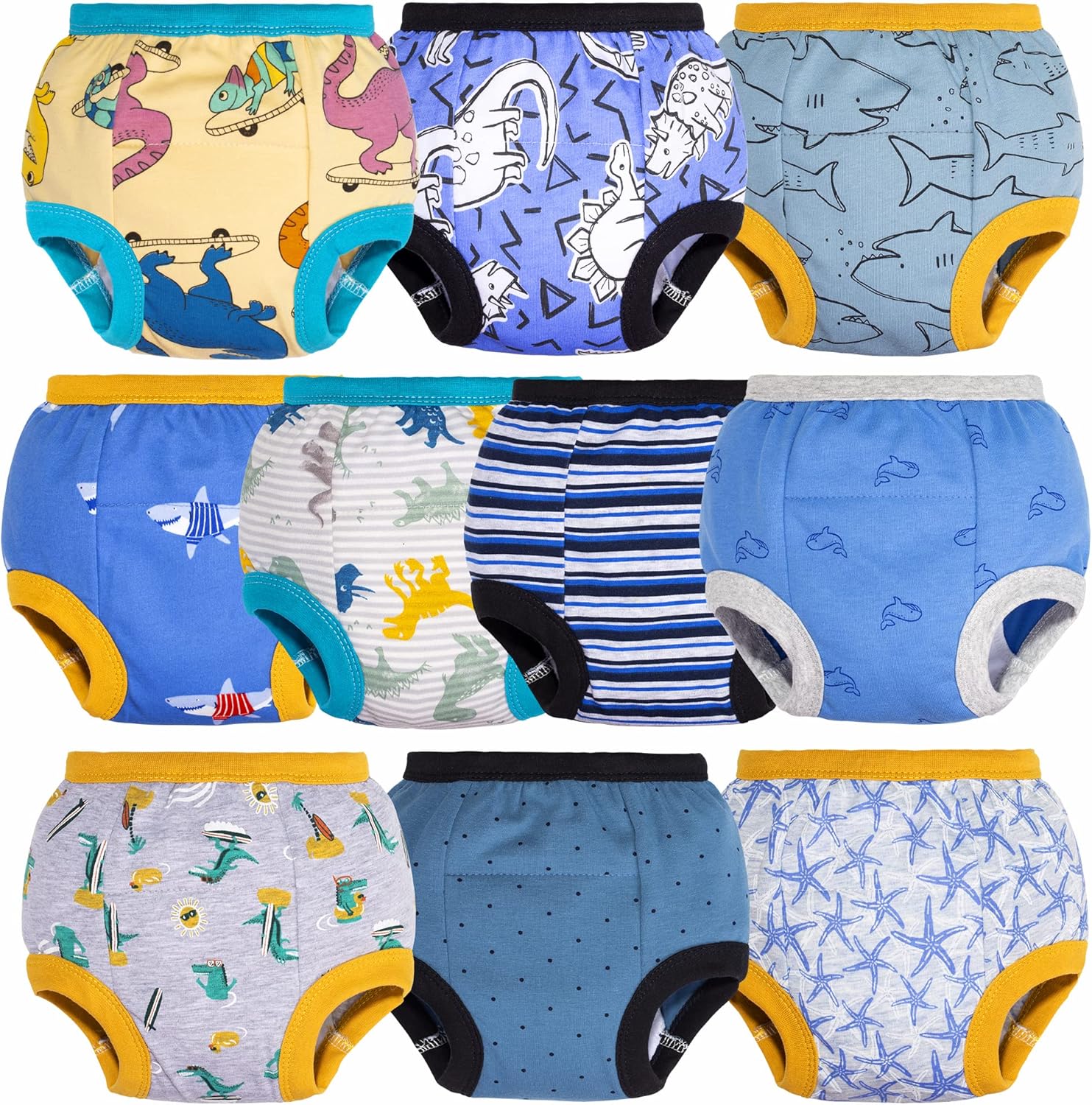 BIG ELEPHANT Potty Training Underwear - 10 Pack, 100% Cotton Absorbent Unisex Toddler Pee Pants for
