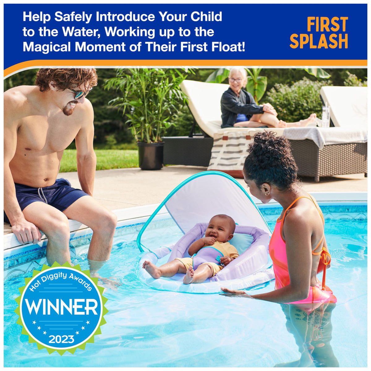 SwimWays Infant Spring Float with Canopy for Kids 3-9 Months