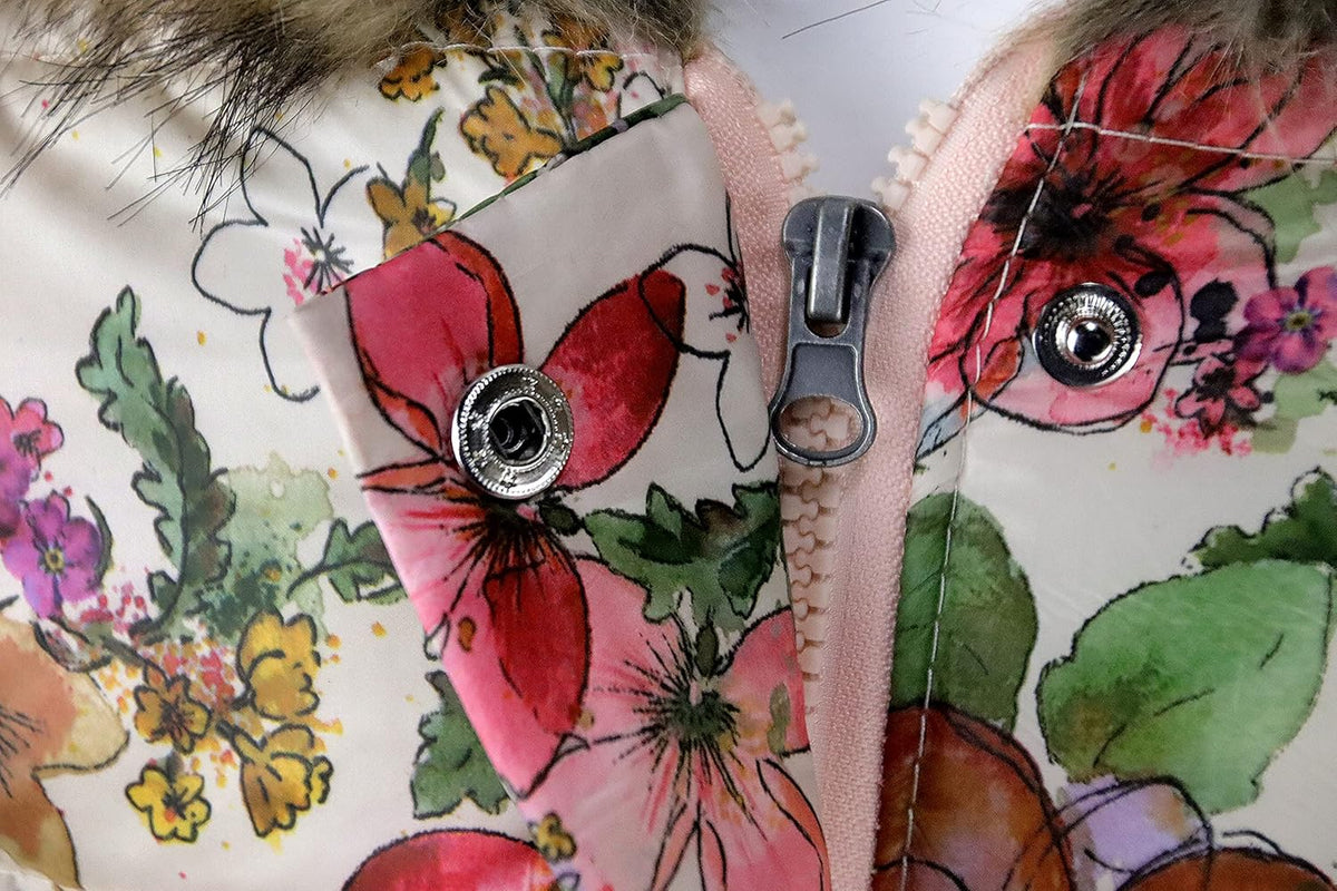 Miss Bei Girl's Winter Coat Jacket Hooded Kids Toddler Flower Print Parka Outwear Warm Cotton