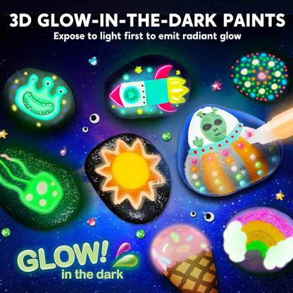 JOYIN Rock Painting Kit- Glow in The Dark Rock Kit, Arts and Crafts for Kids Ages 6-12, Art
