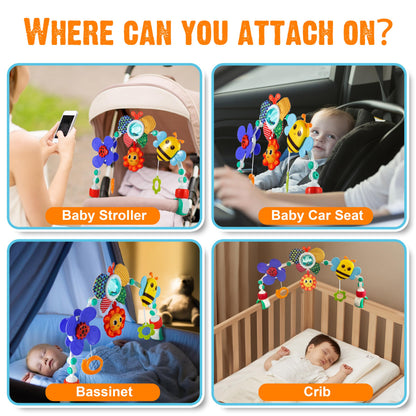 Lynncare Adjustable Arch Bassinet Toys for Infant & Toddlers, Stroller Arch, Baby Crib Toys with