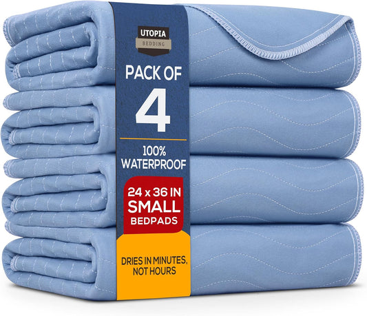 Utopia Bedding Washable Underpads 24" x 36" (Pack of 4), Waterproof Reusable Heavy Absorbency