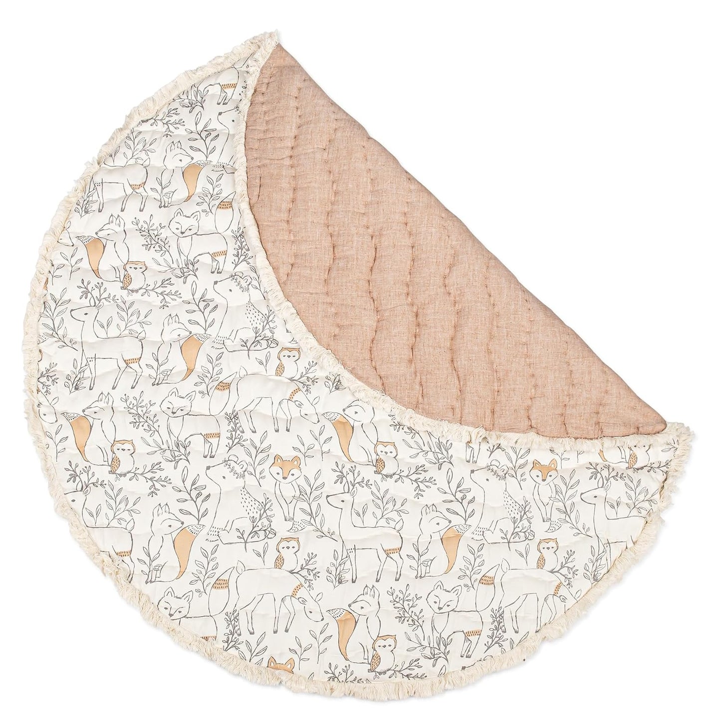 Crane Baby Baby Activity Mat, Woodland Animal Nursery Decor, Reversible Infant Play Mat for Tummy