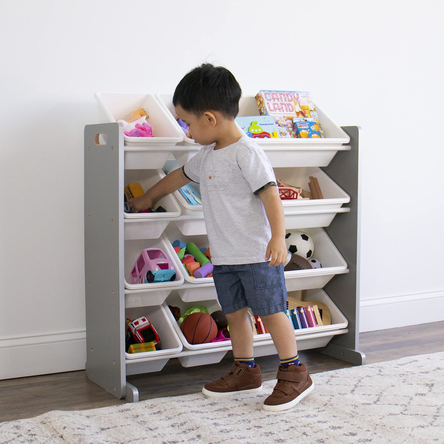 Humble Crew Kids Toy Organizer with 12 Bins, 4 Tier Storage for Playroom