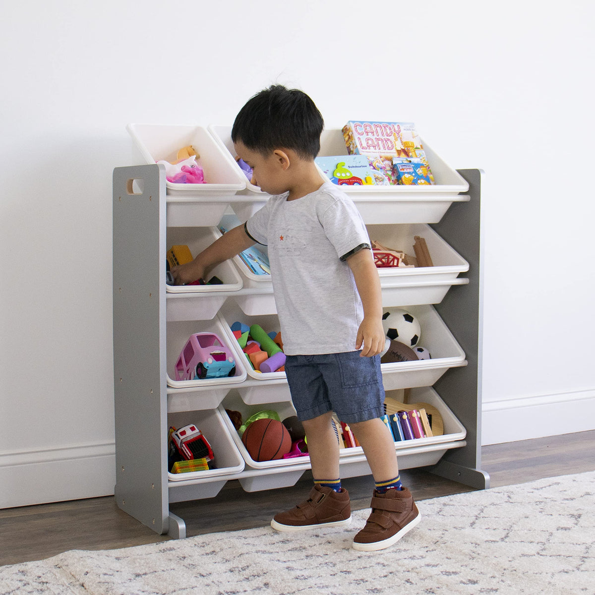 Humble Crew Kids Toy Organizer with 12 Bins, 4 Tier Storage for Playroom