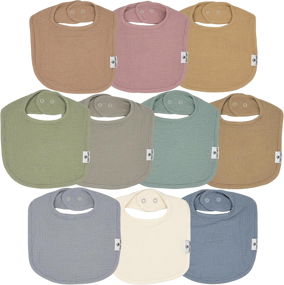 DiaperSquad's Baby Bibs for Drooling and Teething, Bibs for Boys, Baby Girl - Solid Cotton Baby
