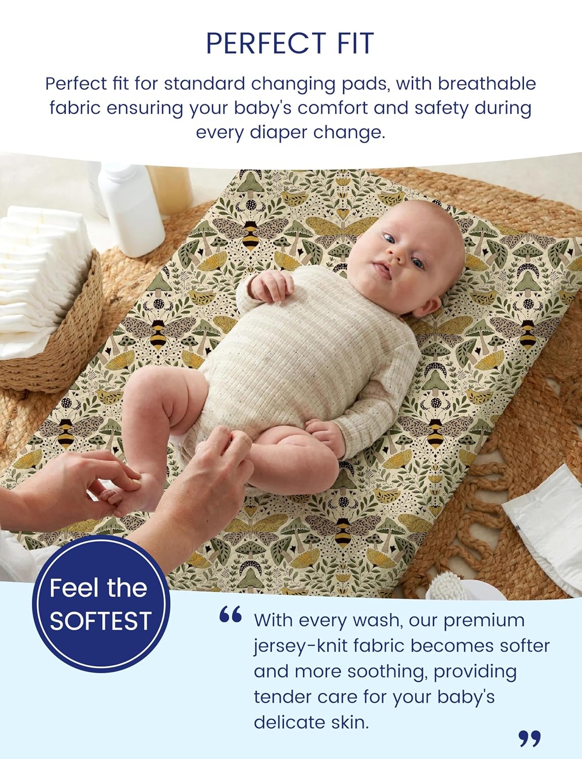 TotAha Premium Stretchy Changing Pad Cover, Buttery Soft Diaper Changing Pad Covers for Girls Boys