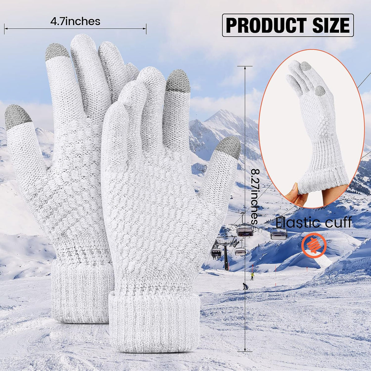 Geyoga 2 Pairs Women's Winter Touch Screen Gloves Soft Warm Fleece Lined Knit Elastic Cuff Winter