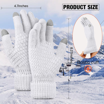 Geyoga 2 Pairs Women's Winter Touch Screen Gloves Soft Warm Fleece Lined Knit Elastic Cuff Winter