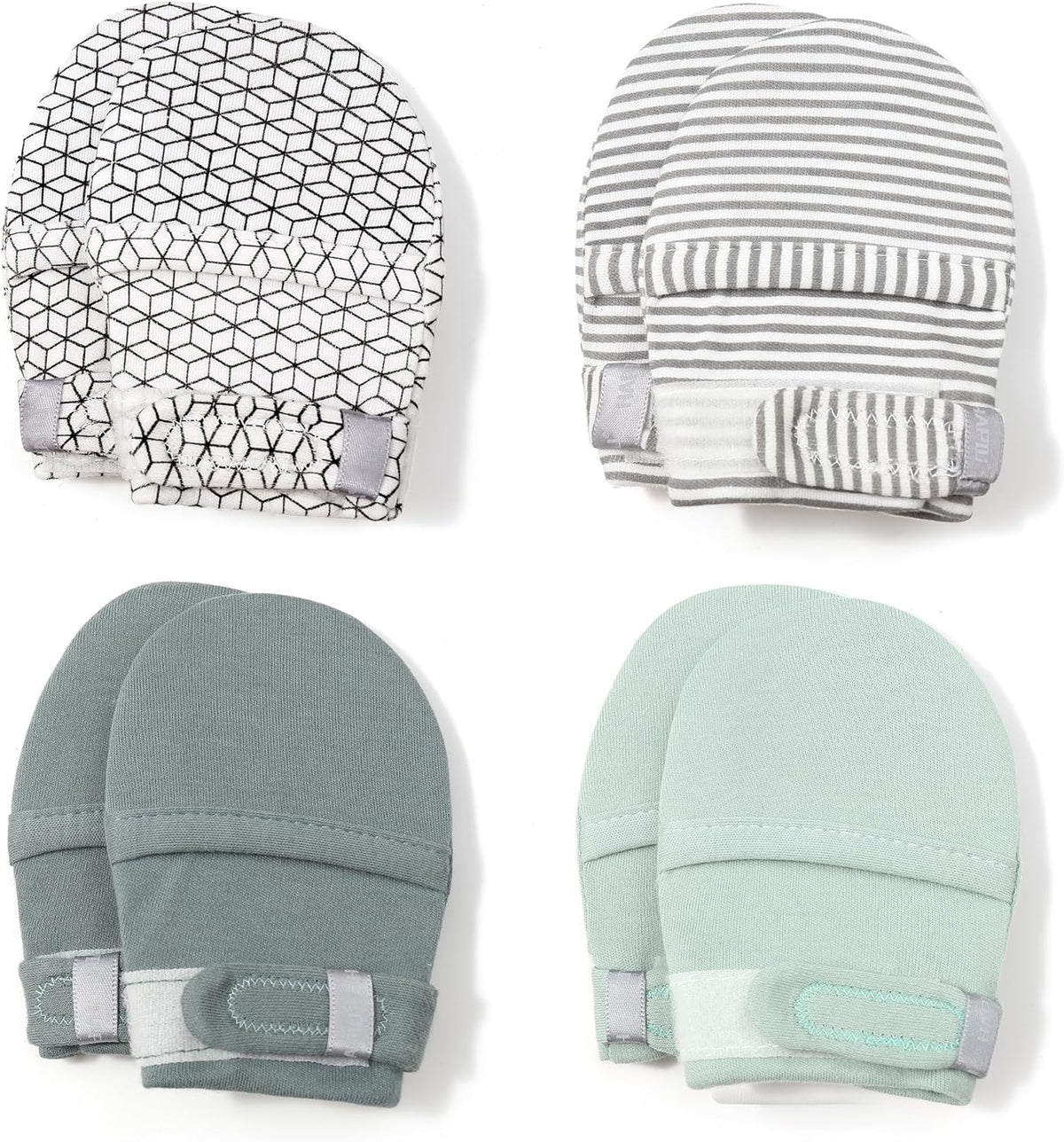 HAPIU Baby No Scratch Mittens Stay On, 100% Cotton Breathable, Adjustable Infant Gloves for Boys