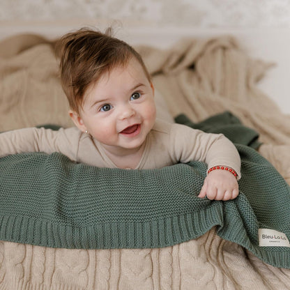 Heritage Knit 100% Organic Cotton Baby Swaddle Blanket for Boys and Girls - Soft Warm Cozy Unisex