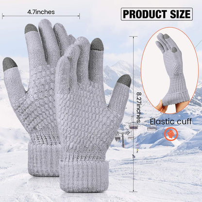 Geyoga 2 Pairs Women's Winter Touch Screen Gloves Soft Warm Fleece Lined Knit Elastic Cuff Winter
