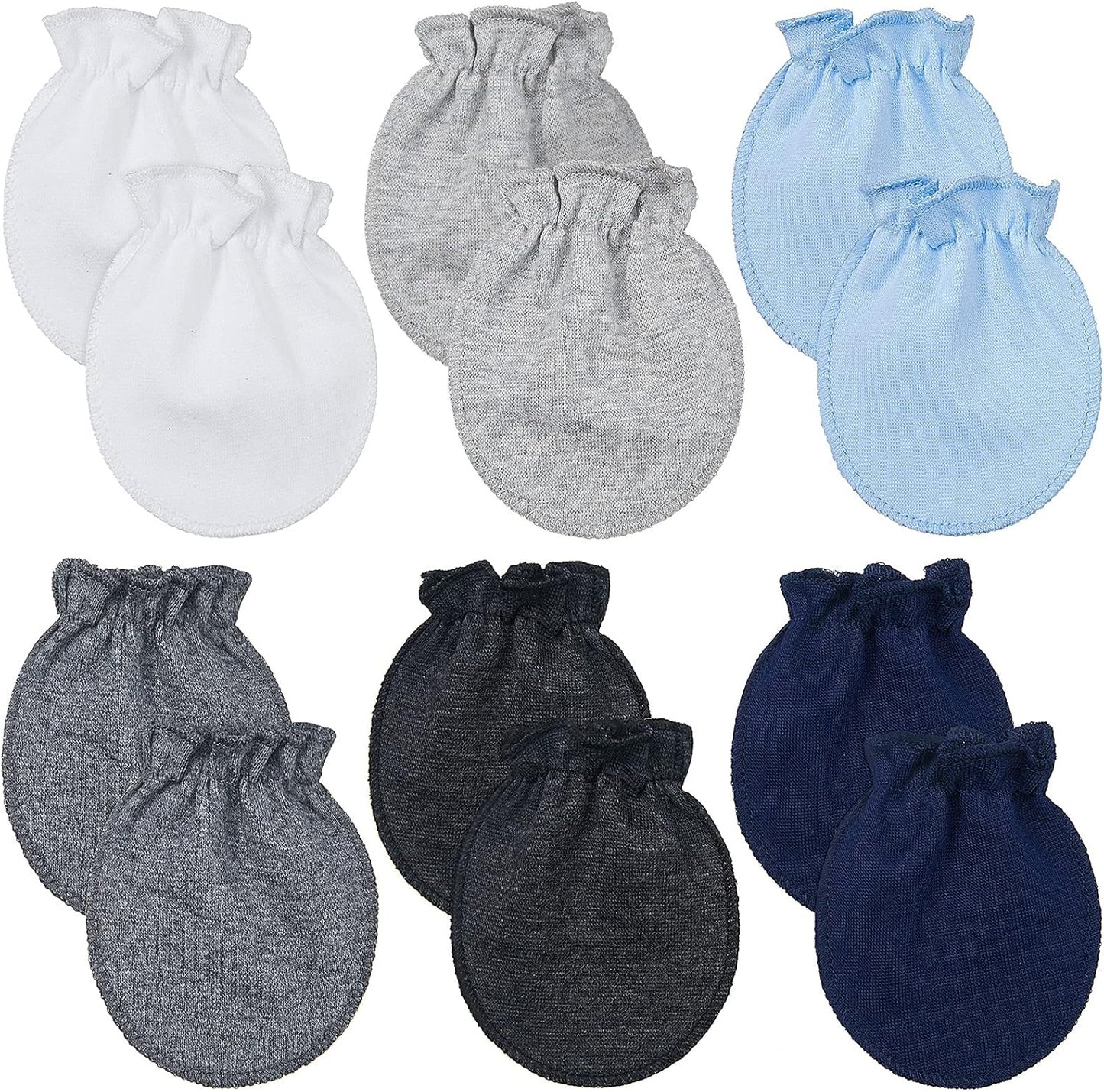 Syhood 6 Pairs Newborn Baby Mittens Cotton No Scratch Infant Gloves Mitten for Baby 0-6 Months Boys
