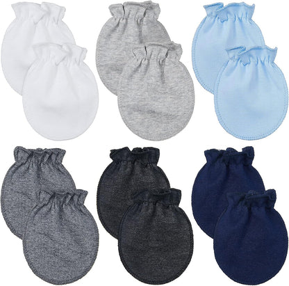 Syhood 6 Pairs Newborn Baby Mittens Cotton No Scratch Infant Gloves Mitten for Baby 0-6 Months Boys