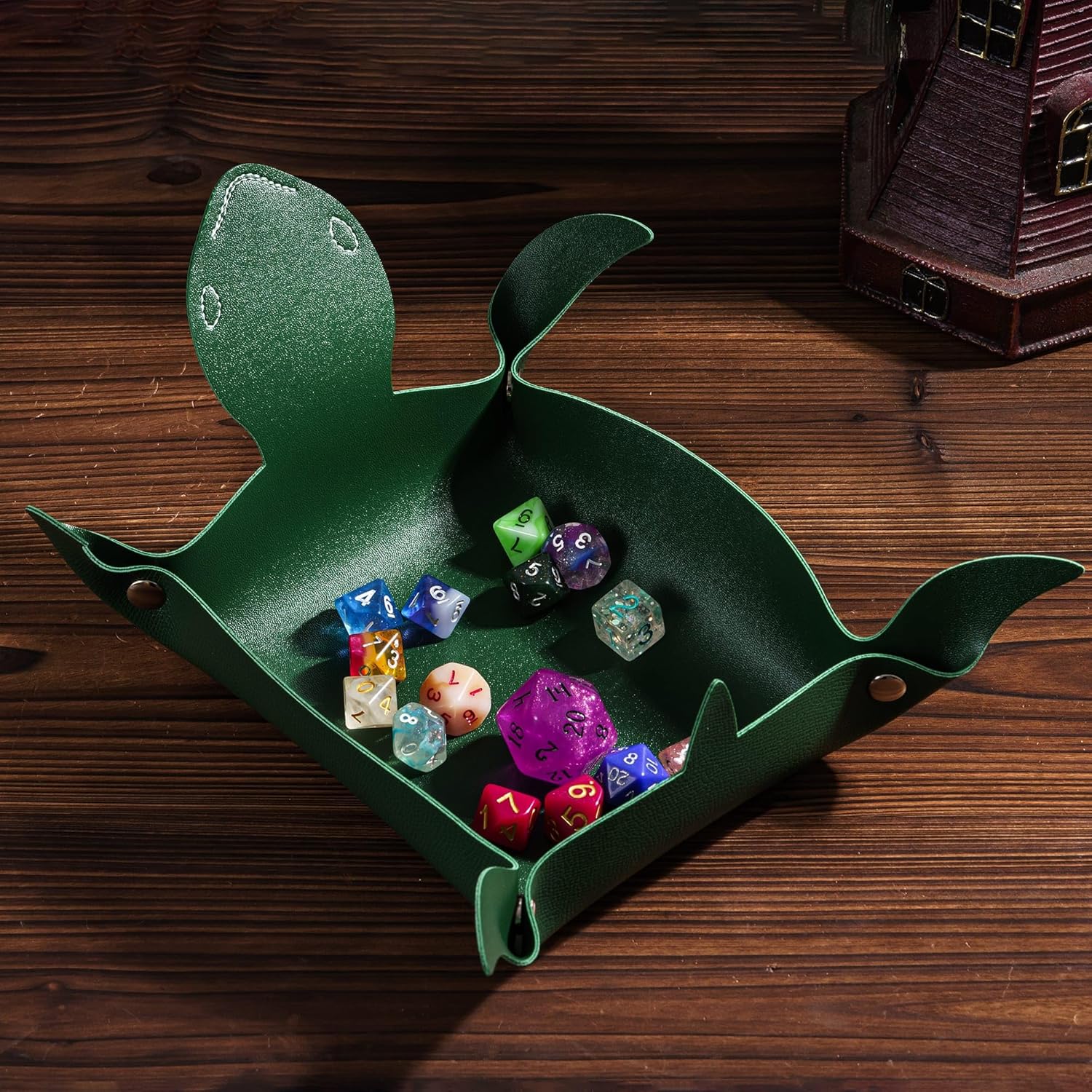 DND Dice Rolling Tray, Portable Dice Tray Unique Turtle Shape Dice Storage Organizer D&D Gift for