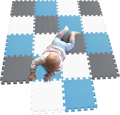 MQIAOHAM® 18 Pieces Puzzle Play Mats, Soft Baby Play Mat, Kids Interlocking Foam Floor Tiles