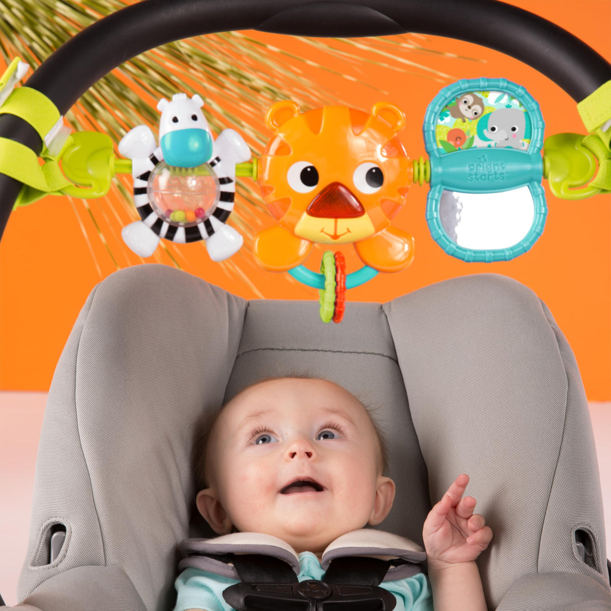 Bright Starts Take Along Musical Carrier Baby Activity Toy Bar, Hanging Car Seat Toy, 4 Fun