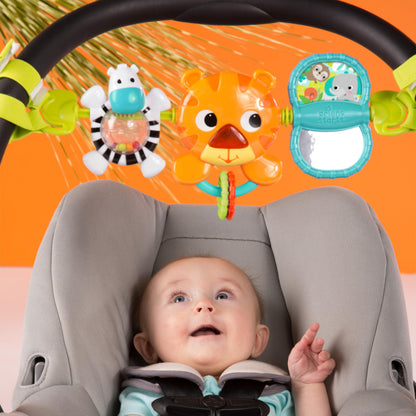 Bright Starts Take Along Musical Carrier Baby Activity Toy Bar, Hanging Car Seat Toy, 4 Fun