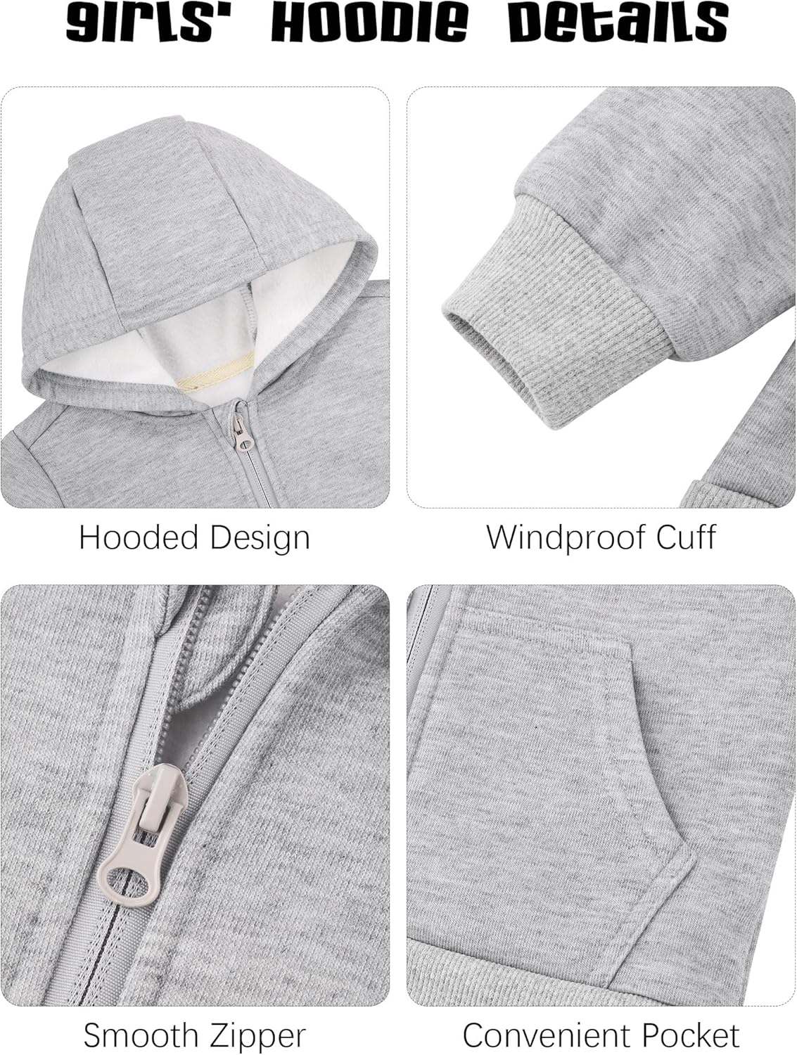 Cooraby 3 Pieces Baby and Toddler Girls Fleece Full-Zip Hoodies Lightweight Jacket with Pockets