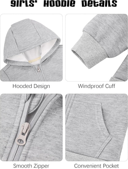 Cooraby 3 Pieces Baby and Toddler Girls Fleece Full-Zip Hoodies Lightweight Jacket with Pockets