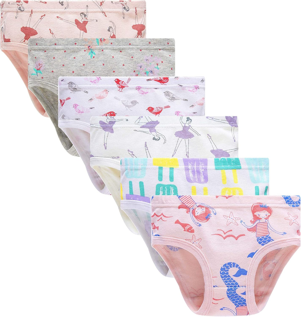 Cadidi Dinos Little Girls' Soft Cotton Underwear Kids Cool Breathable Comfort Panty Briefs Toddler
