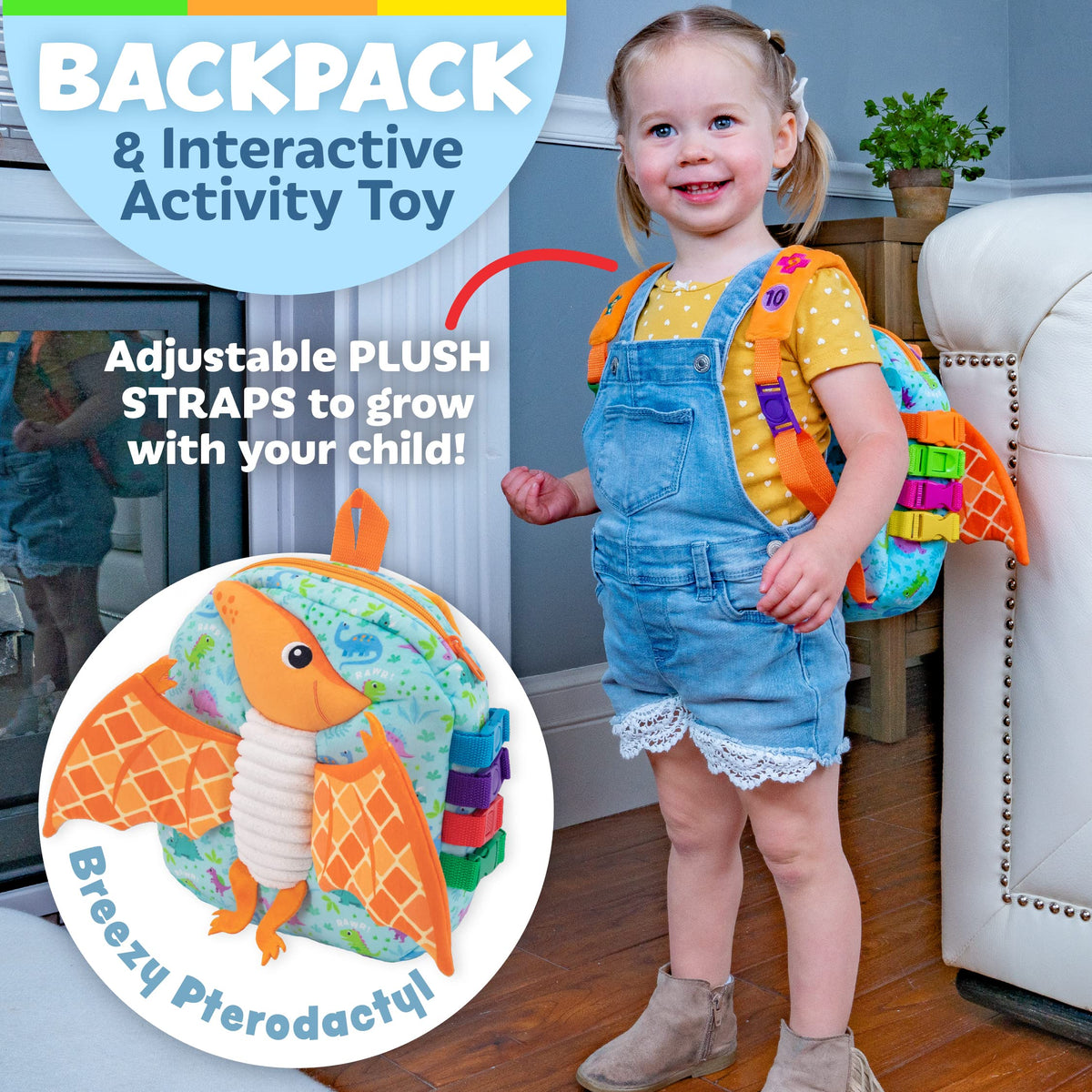 Buckle Toys, Breezy Pterodactyl Dinosaur Backpack, Educational Learning