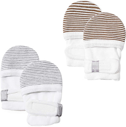 HAPIU Baby No Scratch Mittens Stay On, 100% Cotton Breathable, Adjustable Infant Gloves for Boys
