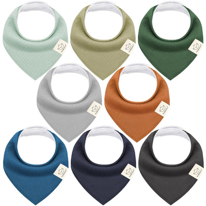 KeaBabies 8-Pack Bandana Bibs for Baby Girls, Boys - Organic Cotton Baby Bibs for Drooling &