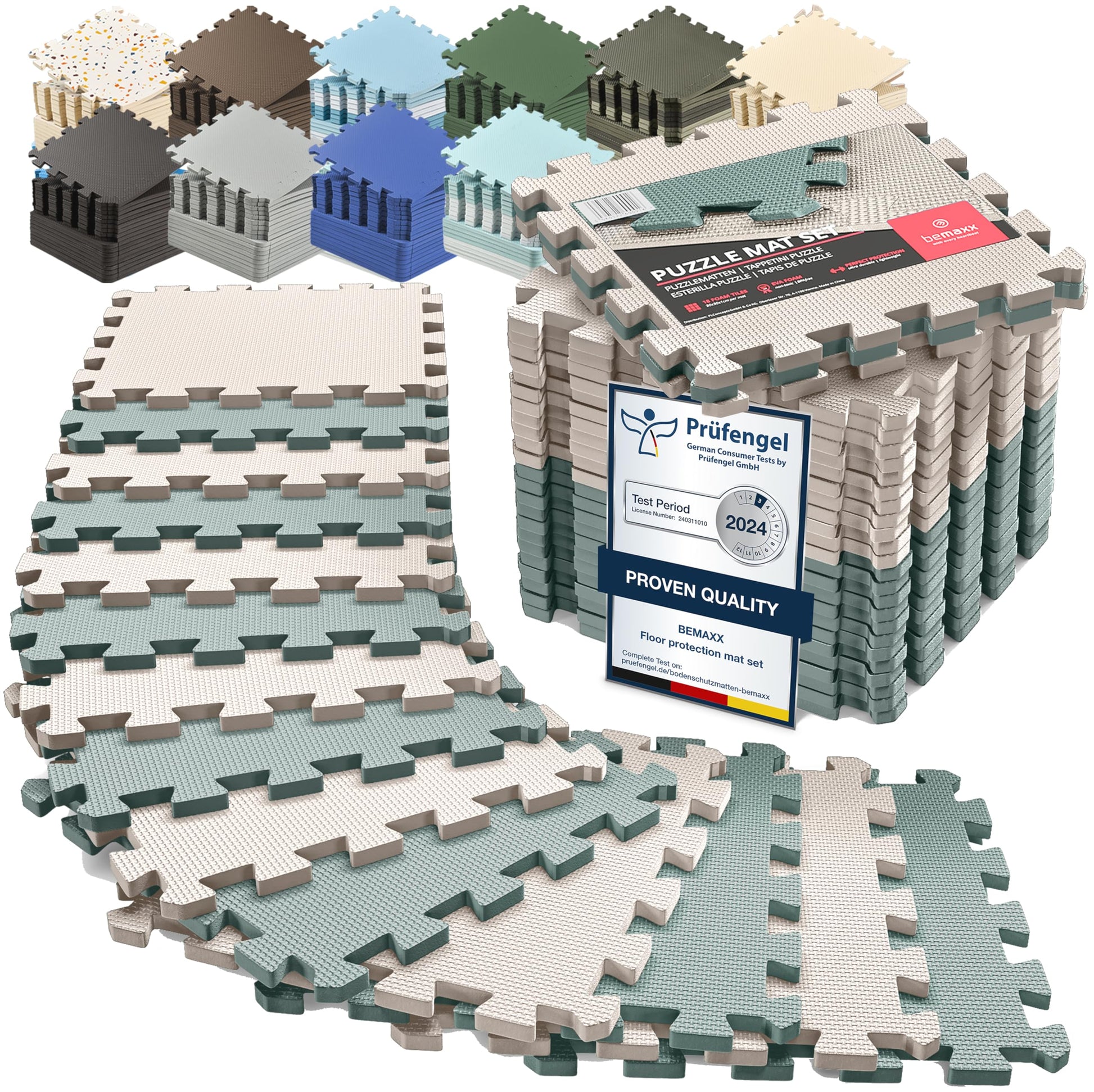 bemaxx Gym Mats Set - EVA Interlocking Foam Floor Tiles (12.6"x12.6"x0.4") Protective Gym Flooring
