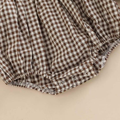 Douhoow Infant Baby Girl Plaid Romper Baby Sweatshirt Romper Ruffle Festival Clothes Fall Winter