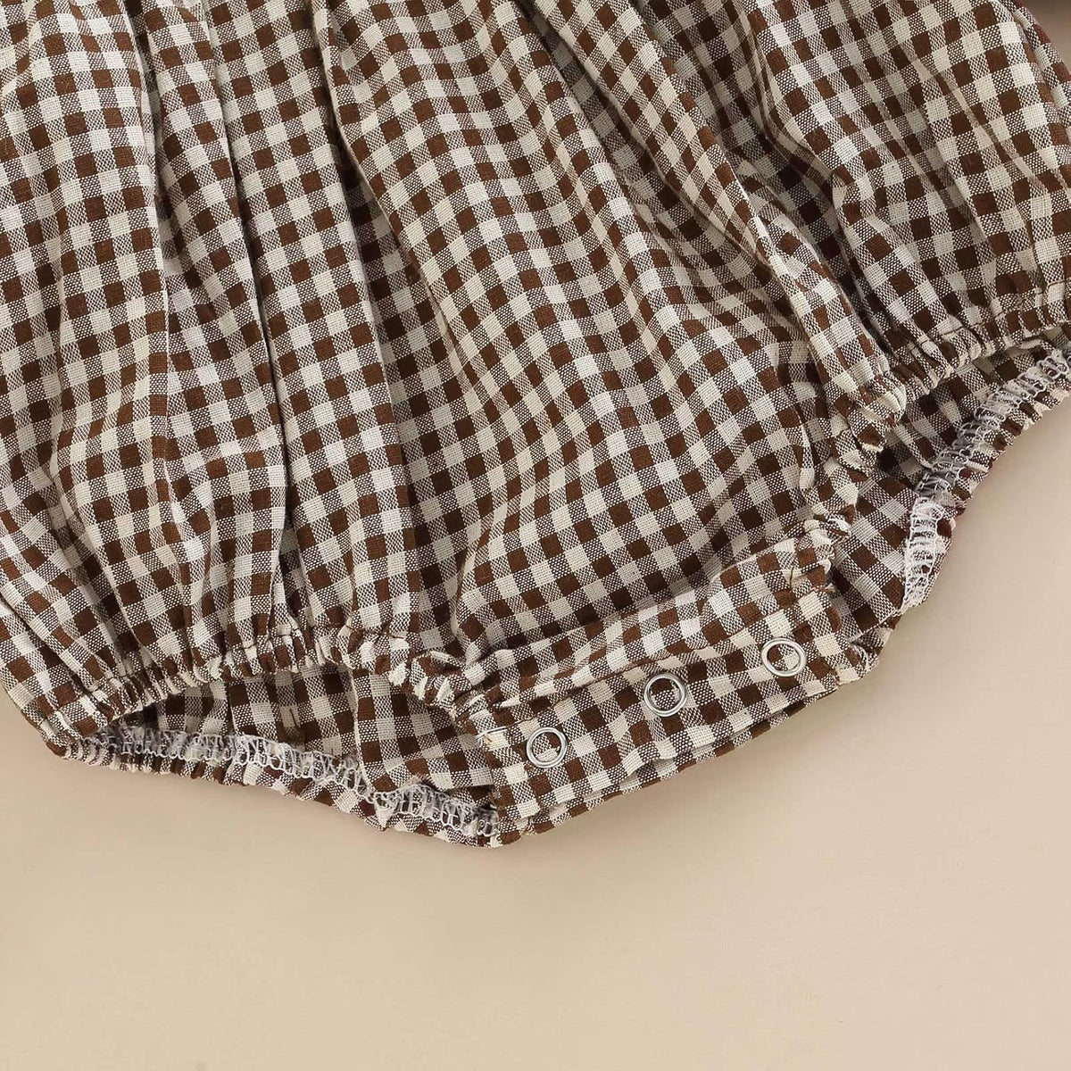 Douhoow Infant Baby Girl Plaid Romper Baby Sweatshirt Romper Ruffle Festival Clothes Fall Winter