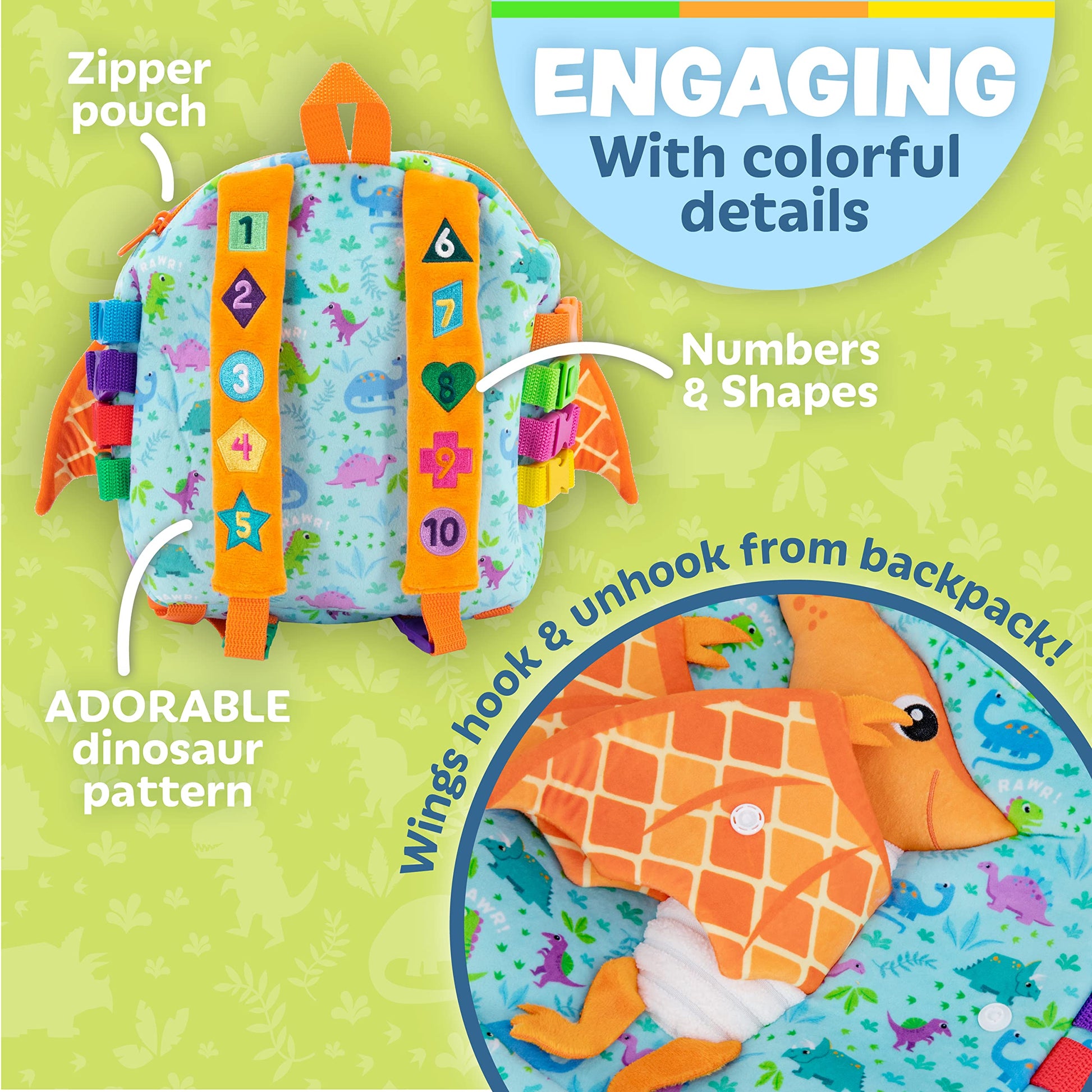Buckle Toys, Breezy Pterodactyl Dinosaur Backpack, Educational Learning