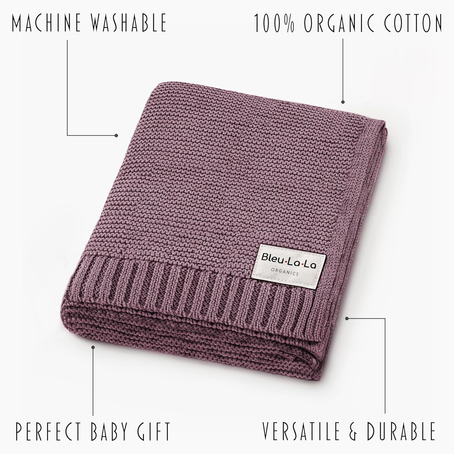 Heritage Knit Organic Cotton Receiving Swaddle Blanket for Girls - 100% Luxury Organic Cotton Knit
