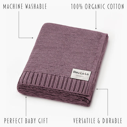 Heritage Knit Organic Cotton Receiving Swaddle Blanket for Girls - 100% Luxury Organic Cotton Knit