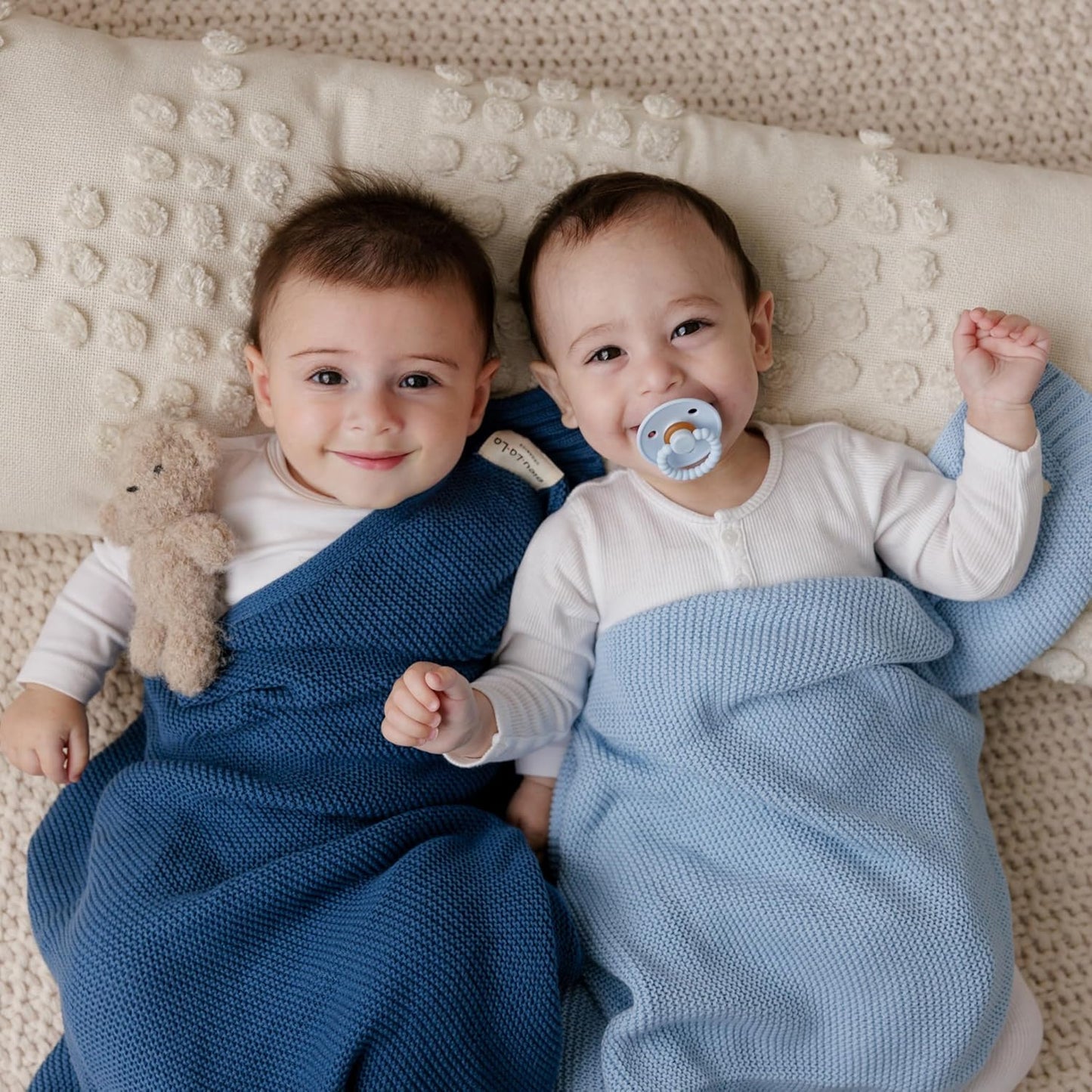 Organic Cotton Heritage Knit Receiving Blanket for Boys - 100% Luxury Soft Organic Cotton - Warm