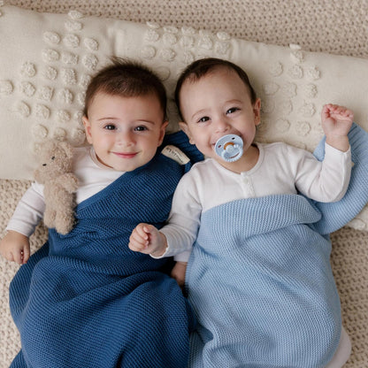 Organic Cotton Heritage Knit Receiving Blanket for Boys - 100% Luxury Soft Organic Cotton - Warm