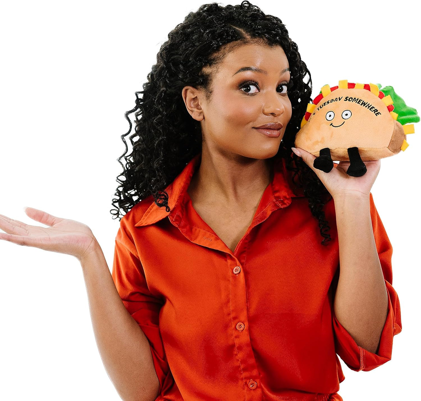 Taco Foodie Plushie, Funny Pun Meme Gag Gift, White Elephant, Stocking Stuffer Present, Great for