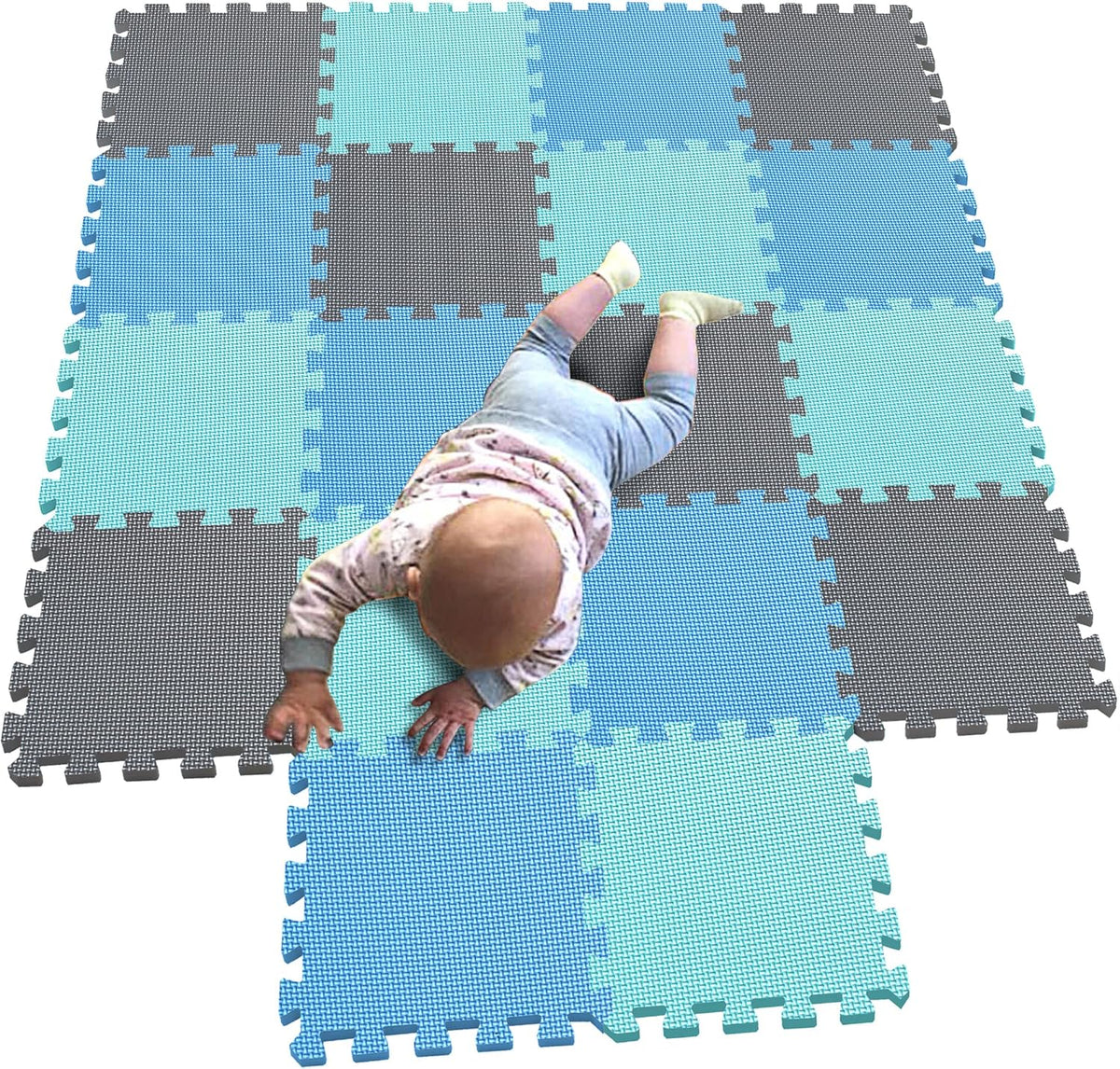 MQIAOHAM® 18 Pieces Puzzle Play Mats, Soft Baby Play Mat, Kids Interlocking Foam Floor Tiles