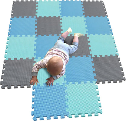 MQIAOHAM® 18 Pieces Puzzle Play Mats, Soft Baby Play Mat, Kids Interlocking Foam Floor Tiles